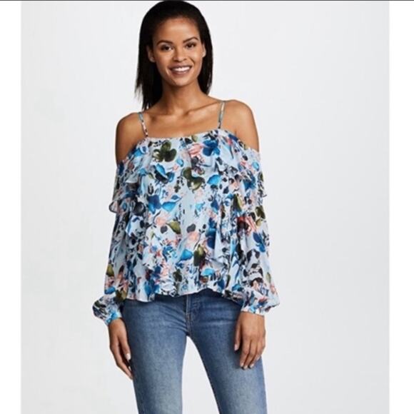 NWT Tanya Taylor watercolor daisy silk blouse - Picture 1 of 6